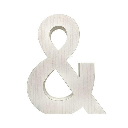 PALACEDESIGNS 16 in. Distressed Wooden Initial Ampersand Sculpture, White Wash PA3103483